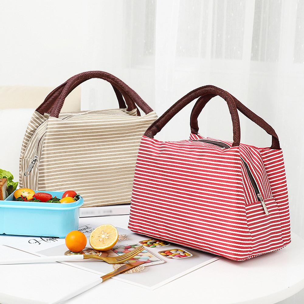 Striped Insulated Lunch Bag Po - Tote Bag Sublimation ulasan dan harga