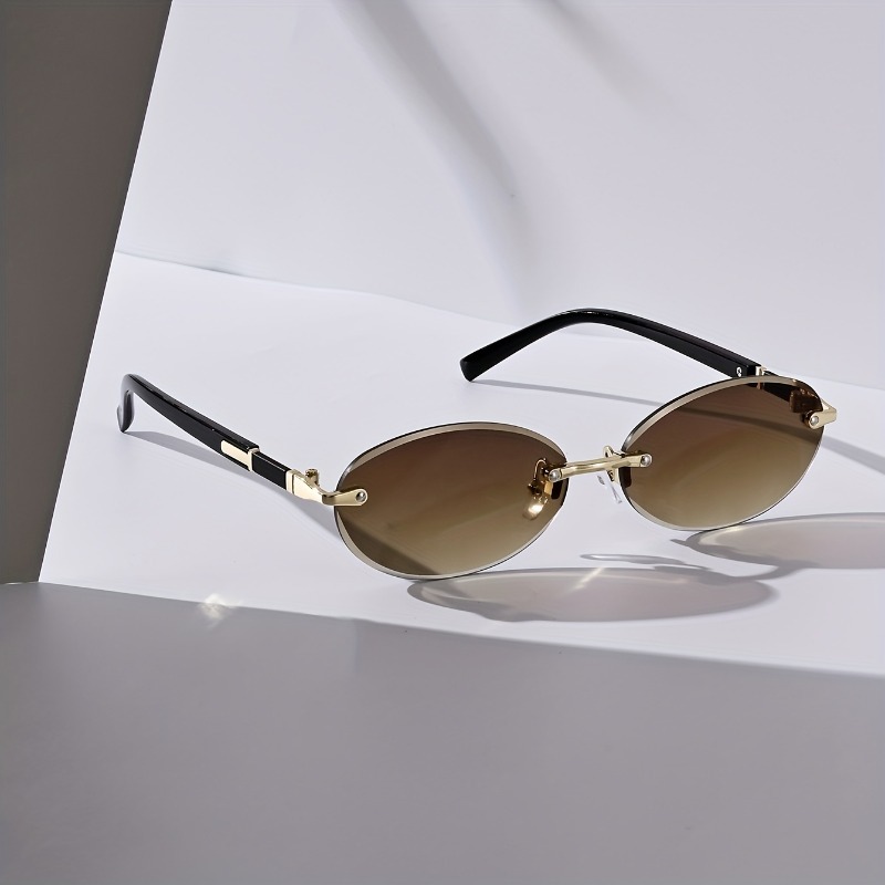 Sexy Small Oval Punk Sunglasse - Metal Photo Panel ulasan dan harga