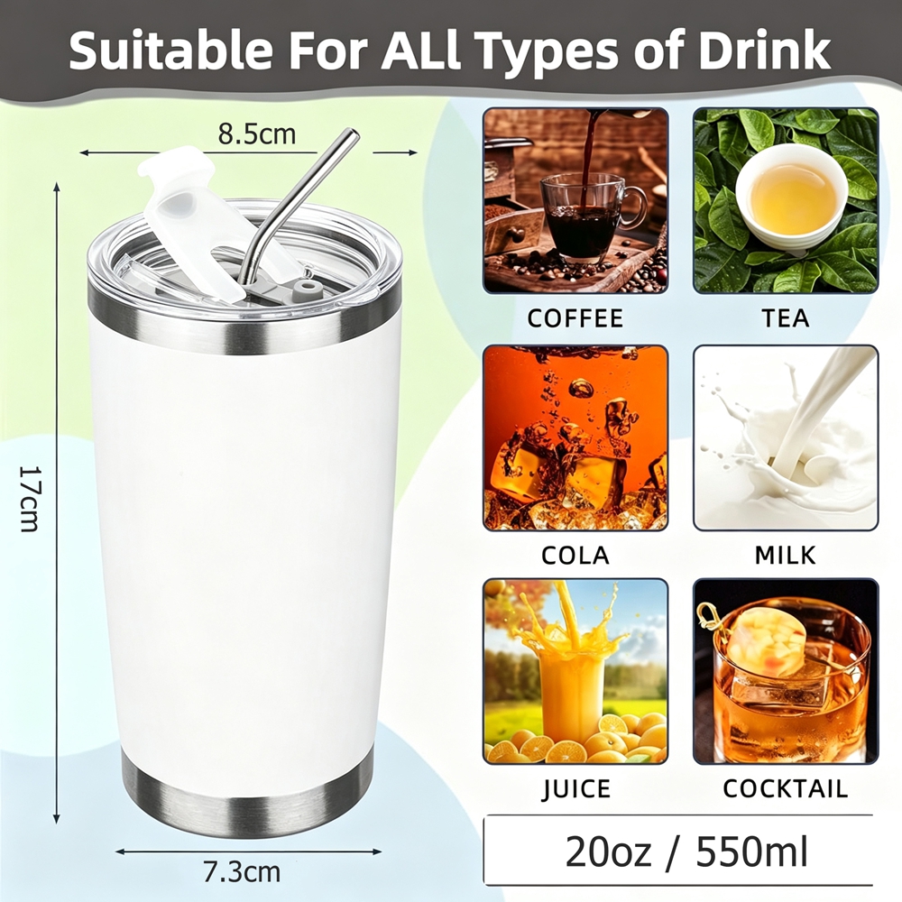 20oz Tumbler Mug with Lid and  - Tumbler 20Oz White ulasan dan harga